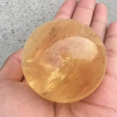 1pc Natural Yellow Iceland Spar Quartz Crystal Sphere Calcite Decoration Heal  • £37.82