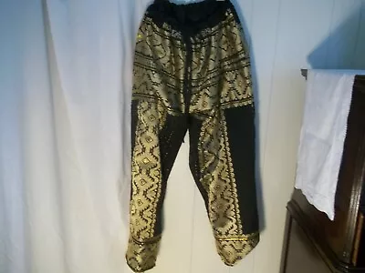 Brocade Drawstring Pants Jacquard WasUsedAsCostume Fully Lined Loose Fit Legs • $55