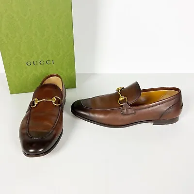 Gucci Men's Jordaan Made In Italy Genuine Leather Horse Bit Slip On Loafers Shoe • $495