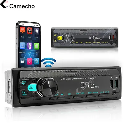 Single 1DIN Car Stereo Radio Mp3 Player Bluetooth 5.0 FM AUX IN USB TF Head Unit • £10.99