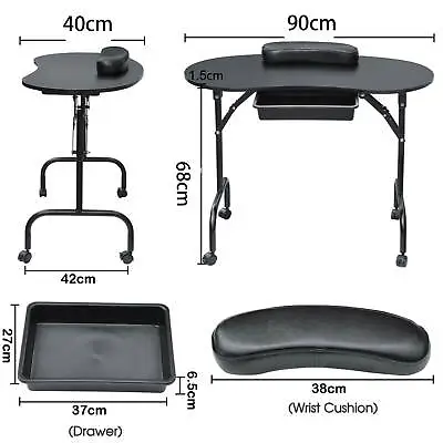 Foldable Portable Mobile Manicure Nail Table Beauty Salon Technician Work Desk  • £49.99