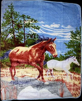 Two Horses Horse Full/Queen Mink Throw Blanket (78  X 94 ) • $58.88