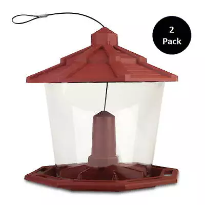 Earth Smart Red Recycled Plastic Wild Bird Hopper Feeder 7 Lb. Capacity 2 Pack • $22.47