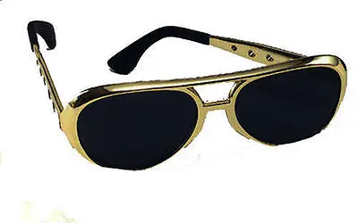 Gold Elvis Presley Sunglasses Glasses The King Pop Star Fancy Dress American 50s • £5.99
