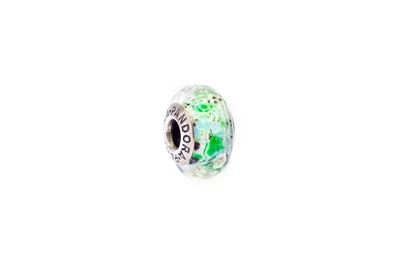 $5 • Buy Pandora Murano Glass & Silver Core Charm Green & Blue