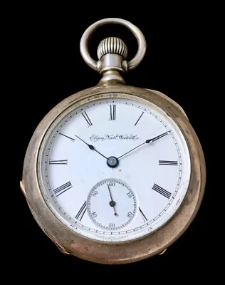 Old Vintage Elgin G.M. Wheeler In Massive 4 Oz. Silver Pocket Watch! • $200