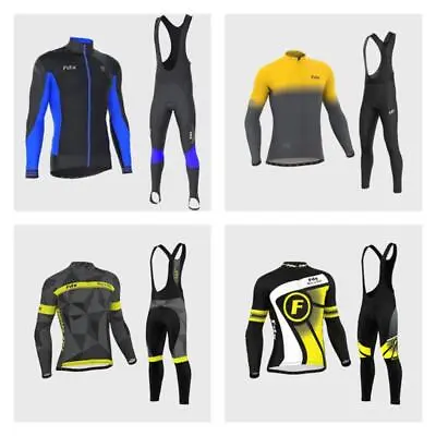 Men's Classic Cycling Jersey Winter Thermal Bike Top + Cycling Bib Tights Sets  • £49.99