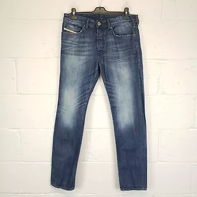 Diesel Buster Jeans W32 L32 Slim Tapered Genuine Mid Rise Mens Dark Blue • £38