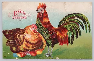 Vintage Post Card- Easter Greetings- Hen Laying Easter Eggs A 276 • $4.25