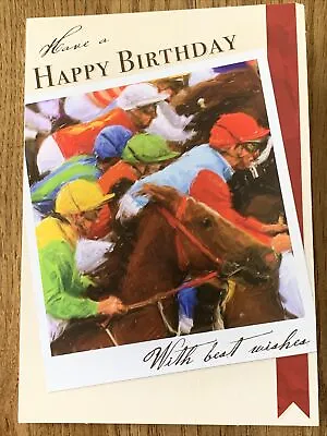 £1.50 • Buy Horse Racing Theme Happy Birthday Card - With Best Wishes 