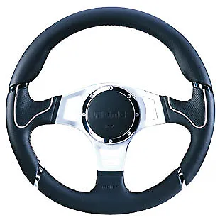 Momo Millenium Sport Black Leather Steering Wheel With Grey Profile 350mm • $373.83