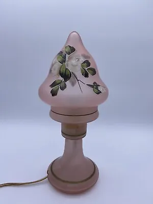 VTG Czech Glass Boudoir Lamp Hand Painted • $110