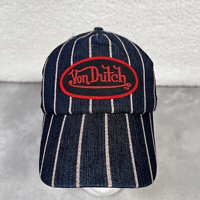 Von Dutch Trucker Hat Adult Mens One Size Blue Striped Black Mesh Y2K Style • $39.95