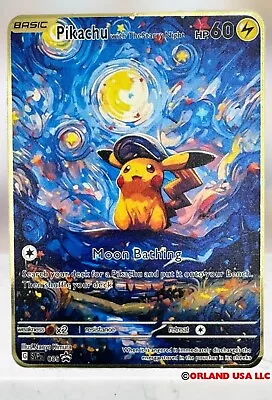 Pokemon Pikachu Moon Bathing With The Starry Night Van Gogh Gold Card • $9.50