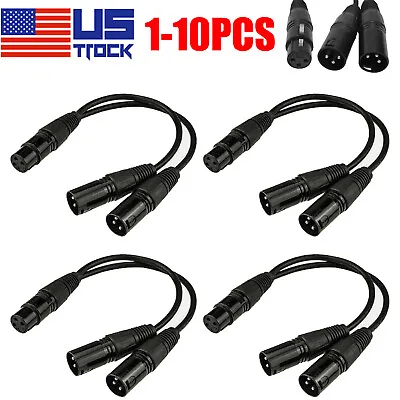 3-Pin XLR Female Jack To Dual 2 Male Plug Y Splitter Mic DJ Cable Adaptor 16 AWG • $13.99