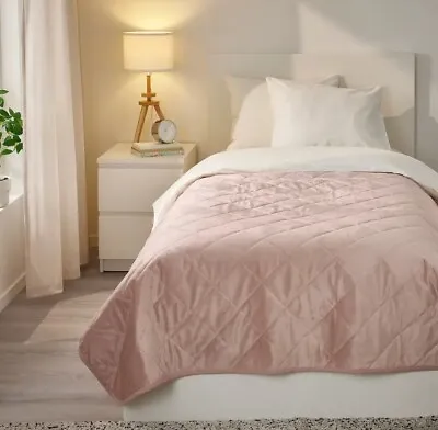 Ikea Bedspread Baby Pink Throw Velvet Quilted Duvet Super King 260 X 250 Cm • £49.99