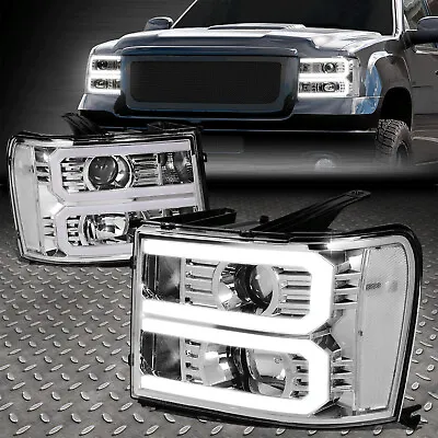 [dual 3d Led Drl]for 07-14 Sierra 1500-3500 Chrome/clear Porjector Headlight • $199.88