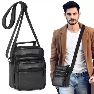 Genuine Leather Handbag For Men Sling Bags Small Shoulder Bag Crossbody Travel • $11.99