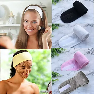 Facial Headband Adjustable Elastic Makeup Hair Band Fabric Head Wrap Spa Shower • £2.39