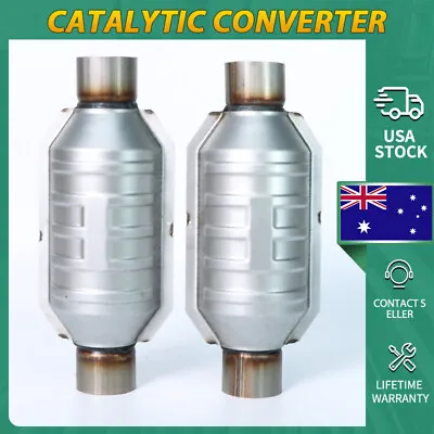 2PCS 2.25  Inlet/Outlet Universal High-Flow Weld-On Catalytic Converter 53005 • $50.88