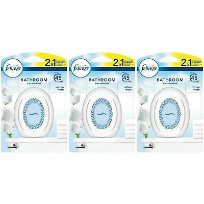 £9.86 • Buy 3 X Febreze Bathroom Air Freshener - Lasts Up To 45 Days, Scented, Cotton Fresh