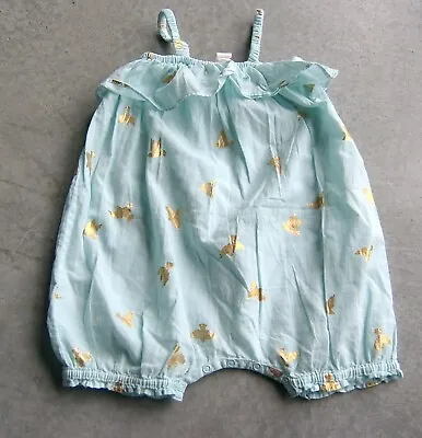 Country Road Baby Girls Acqua  With Gold Shortie Romper Sz 6 - 12 Months (0) • $22
