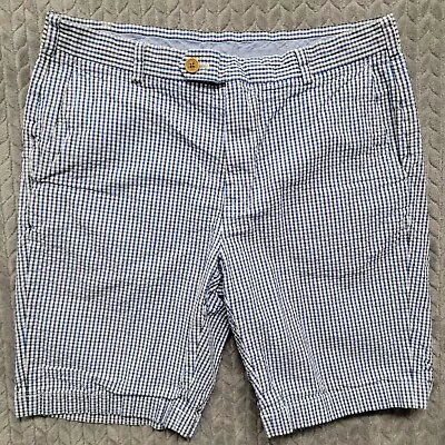 Brooks Brothers Genuine Seersucker Shorts Mens 34 Blue White Plaid Chino  • $14.40