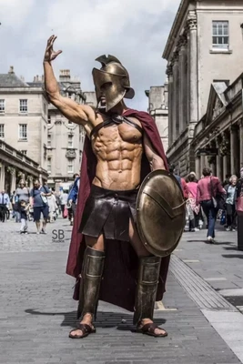 £349 • Buy Medieval Halloween 300 Spartan Warrior Costume Helmet, Arm Bracers, Shield, Leg 