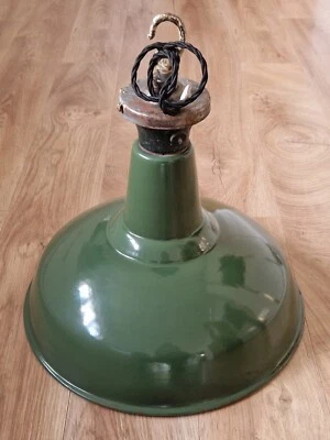 £88 • Buy Large 16in Benjamin Saaflux Green Enamel Industrial Factory Pendant Light