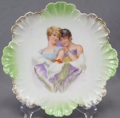 Victoria Austria Two Neoclassical Ladies In Tulips 8 1/2 Inch Plate C.1891-1918 • $60