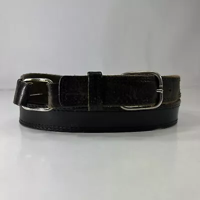 Vintage Stretch Buckle Black Leather Belt - Men's Size 38 • $13.60