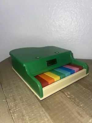 Vintage Mini Toy Grand Piano Rainbow Keys Green  1980s 8 Key Retro Kids Toy • $30