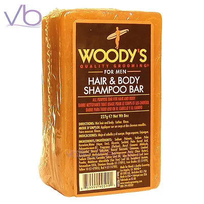WOODY'S Hair & Body Shampoo Bar For Men 8oz Shea Butter Tea Tree Hemp Seed Oi • $12.60