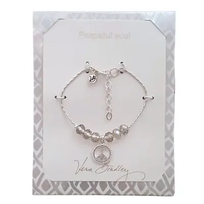 Vera Bradley Always Peaceful Silver Clear Bracelet Msp $32.00 • $10.39