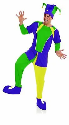 Fun Shack Mens Green Jester Costume M-XL Adult Carnival Clown Circus Fancy Dress • £32.99