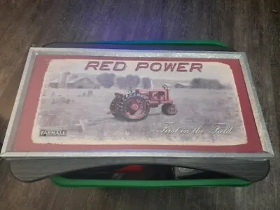 IH McCormick-Deering Farmall Tractor Red Power Metal Frame 24 X 12in Mancave • $19.99