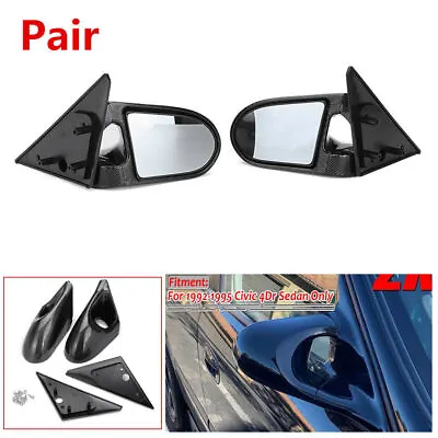 For Honda Civic EG 92-95 Pair Carbon Fiber Look Car Door Wing Side View Mirrors • $95.82