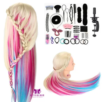 26  Salon Color Hair Training Head Hairdressing Styling Mannequin Doll + Clamp • £17.59