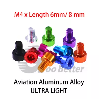 M4 Cap Head Socket Screw Aluminum Alloy Hex Allen Key Bolt L=6mm 8mm Multi-Color • $5.49