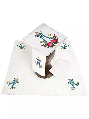 Altar Mass Linens Chalice Set Marian Design Pall Corporal Lavabo Purificator • $60.35