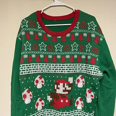 Super Mario Bros Knit Red And Green Christmas Sweater Fits Size XL-2XL • $16.99