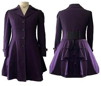 £64.99 • Buy 8 10 12 14 16 Purple Victorian Steampunk Riding Jacket Coat Gothic Corset Back