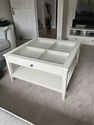 IKEA/ LIATORP Coffee Table White/tempered Glass 93cm X 93cm • £65