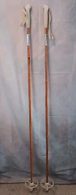 Vintage Bamboo Ski Poles Cross Country Nordic Skiing 145 Cm 57  • $25