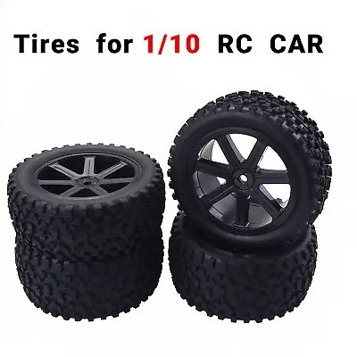 87mm Buggy Wheels Tires 12mm Hub Hex For 1/10 RC Off-Road Car Black（4pcs） • $20.99