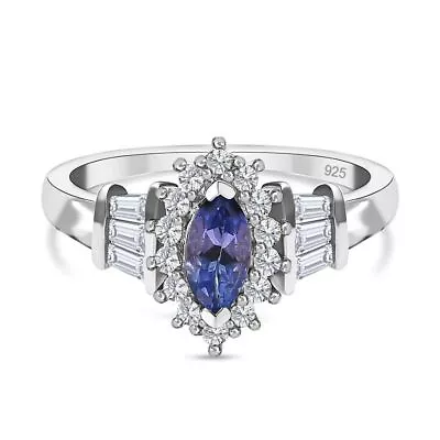 TJC 1.33ct Tanzanite Halo Ring For Women In Platinum Over Silver • £48.99