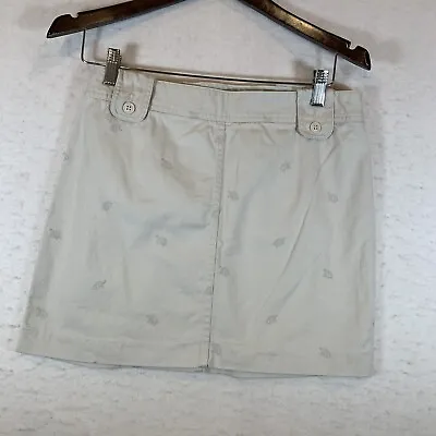 J Crew Chino Critter Mini Skirt Size 4 Khaki With Embroidered Turtles • $12.99