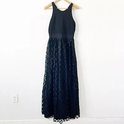 Milly Black Lace Pattern Long Maxi Dress Size 8 • $77