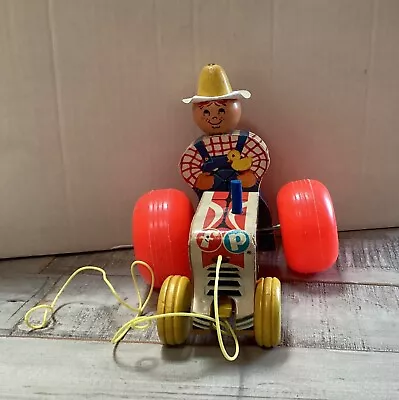 Vintage 1961 Fisher Price Pull Toy Farmer On Tractor #629 • $8
