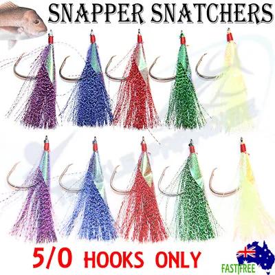 $9.95 • Buy 10x 5/0 Snapper Snatchers Flasher Circle Hooks Fishing Flashers Rig Paternoster